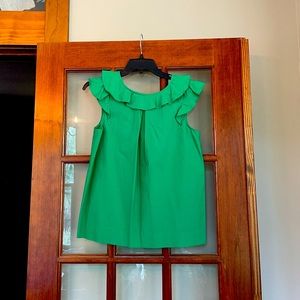 J CREW Green Ruffle Top